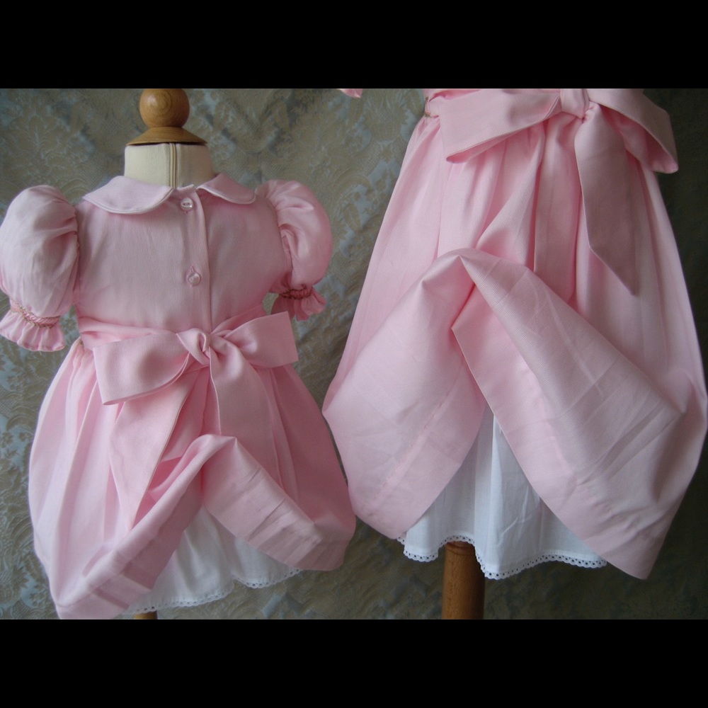 Lamb Smocked Dress 100% Cotton Spring Pink - Picture 5 of 7